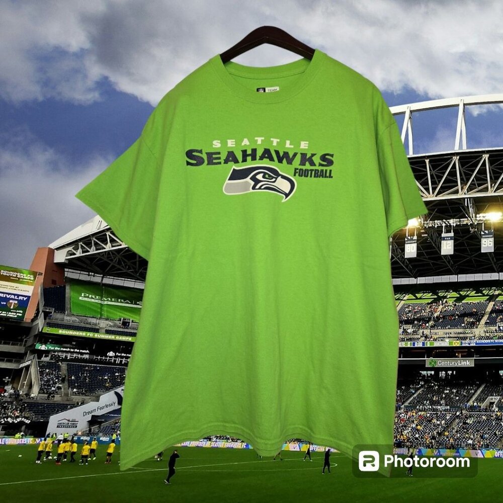 Men's NFL Team Apparel Seattle Seahawks Green SS T-Shirt Size XL 100% Cotton EUC